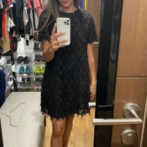 Black Fuzzy Mini Cocktail T-Shirt Dress